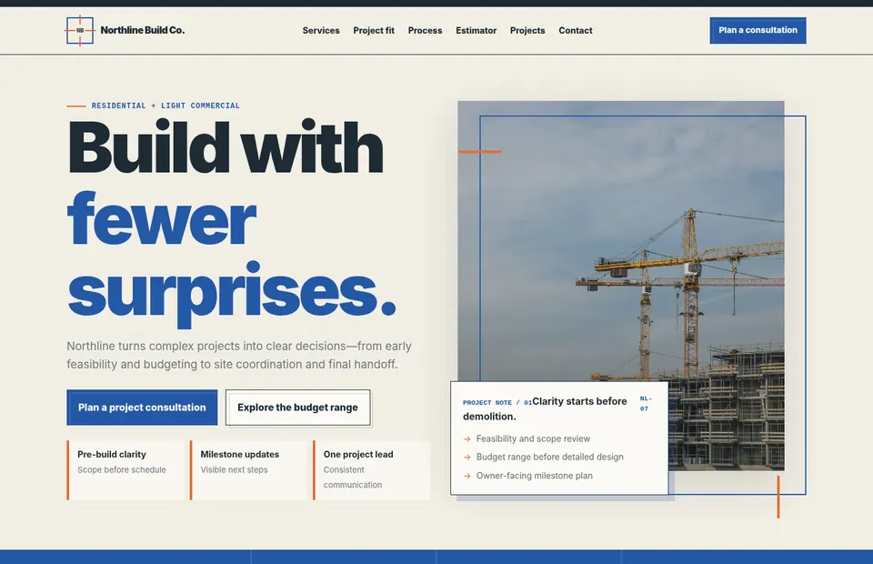 Northline Build construction funnel screenshot